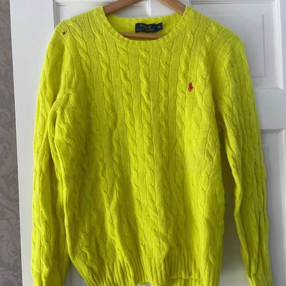 Polo by Ralph Lauren Yellow Cable Knit Sweater womens xl